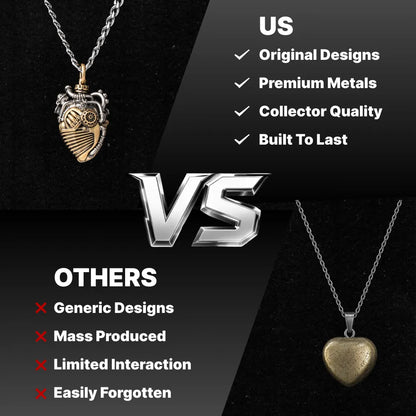 Mechanical Heart Capsule brass white bronze Details 03