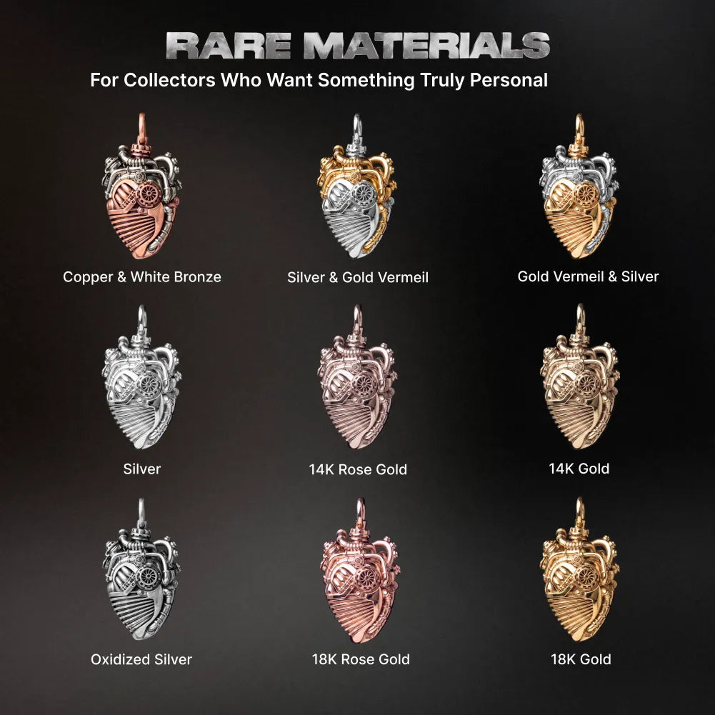 Mechanical Heart Capsule brass white bronze Details 05