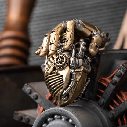 Mechanical Heart Capsule brass white bronze Details 09