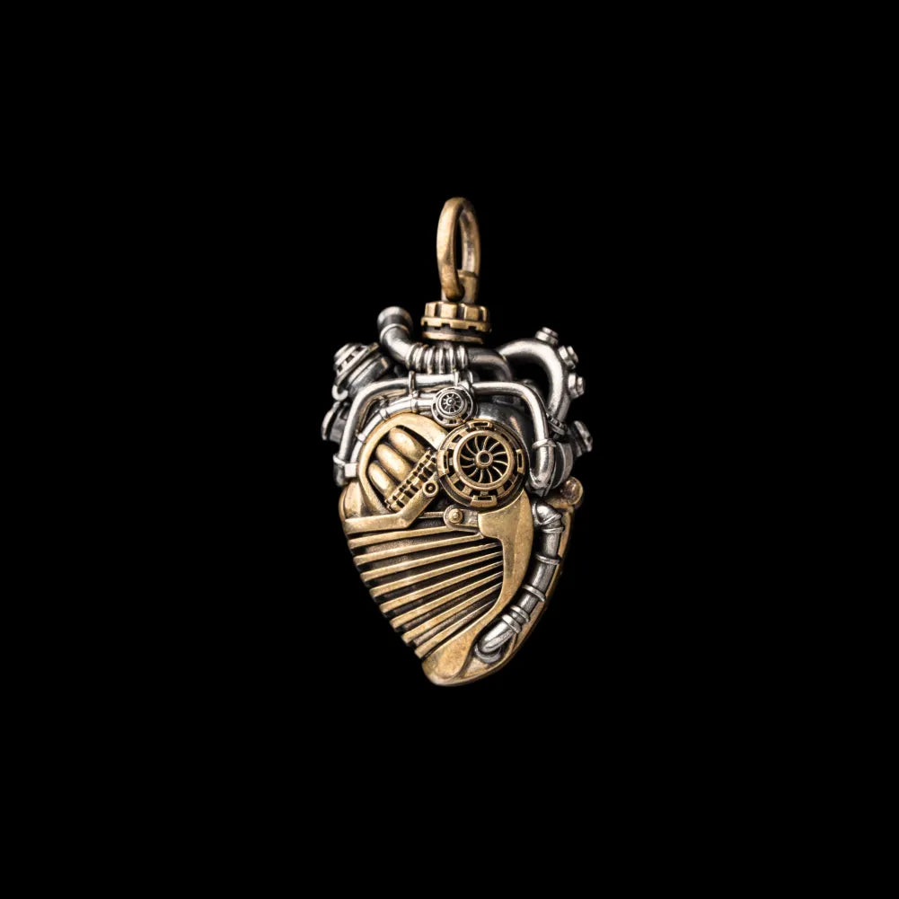 Mechanical Heart Capsule Brass & White Bronze