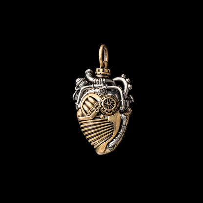 Mechanical Heart Capsule Brass & White Bronze