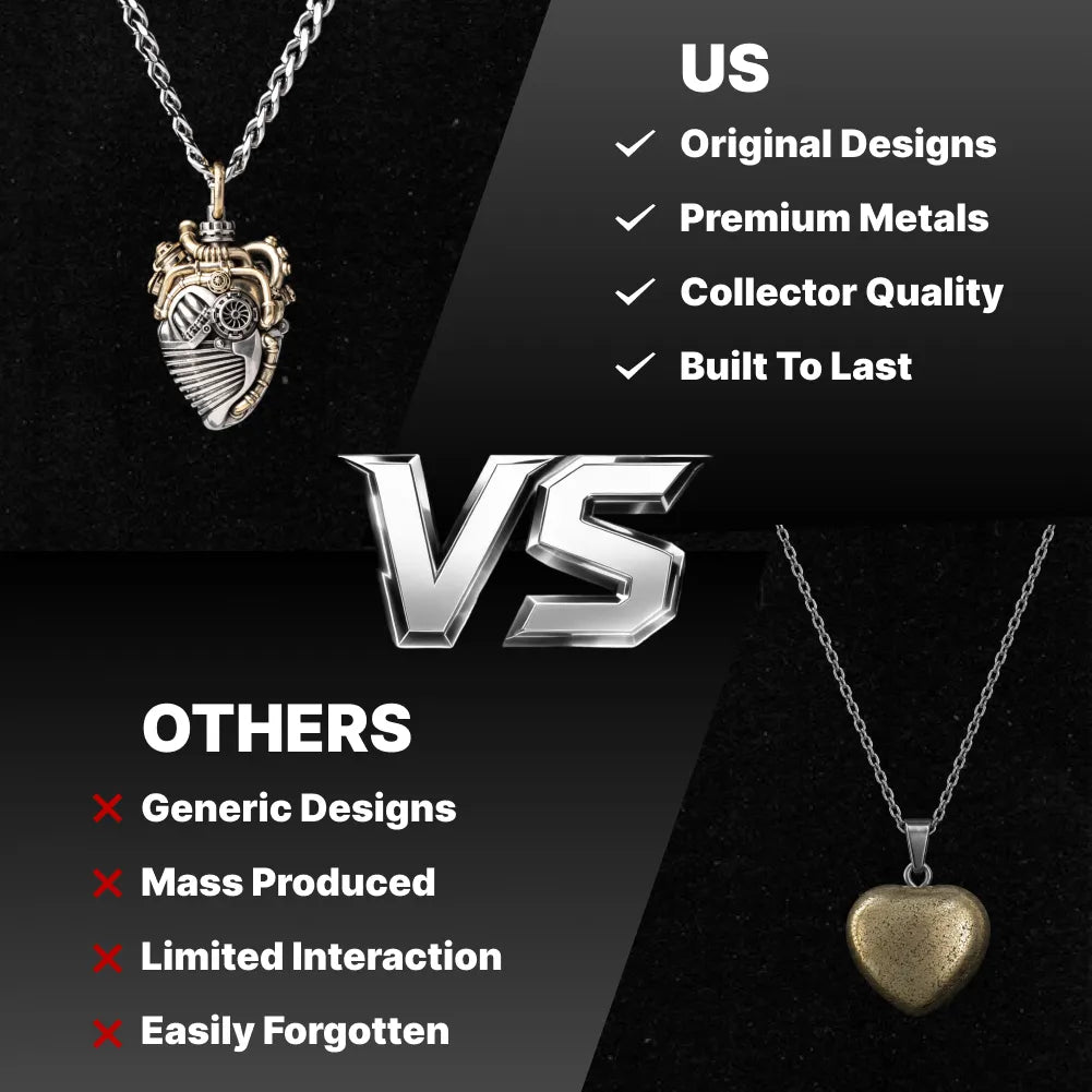 Mechanical Heart Capsule white bronze brass Details 03