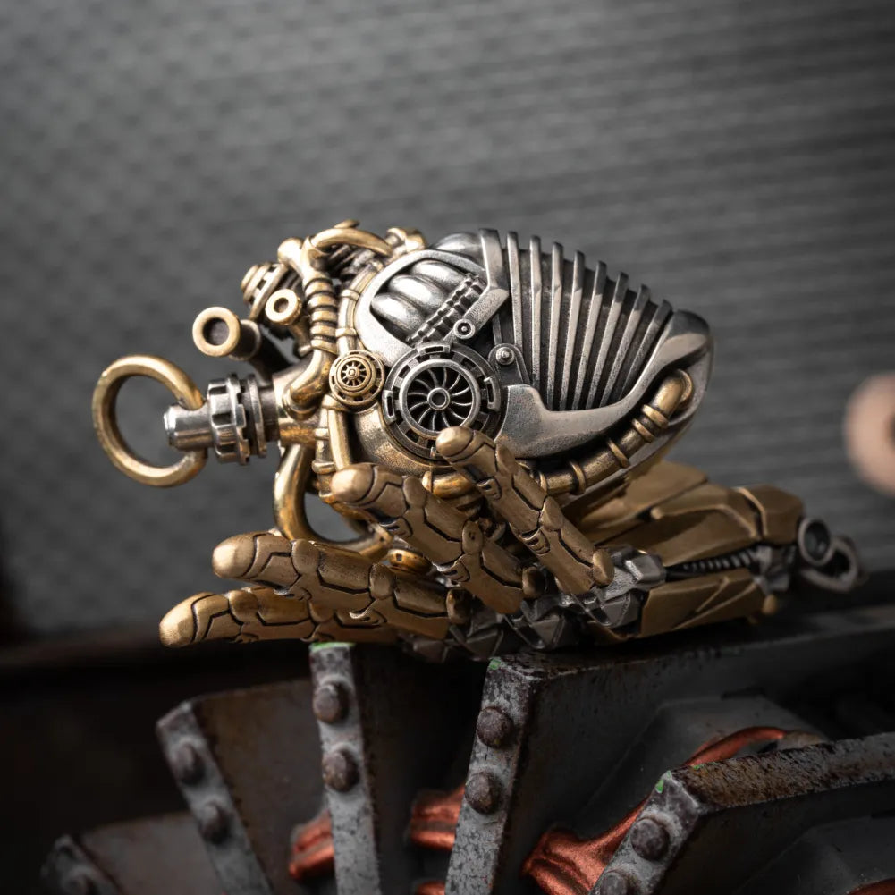 Mechanical Heart Capsule white bronze brass Details 09