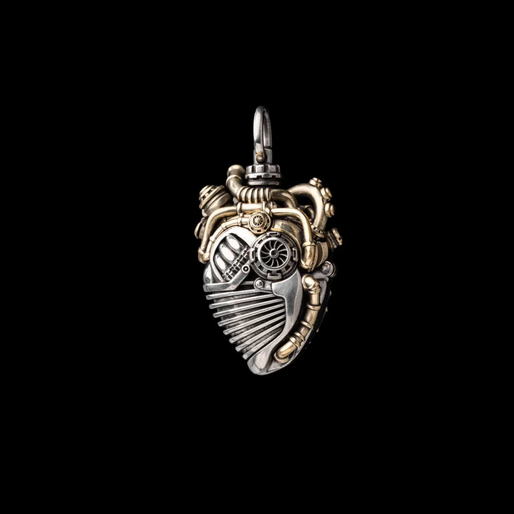 Mechanical Heart Capsule White Bronze & Brass