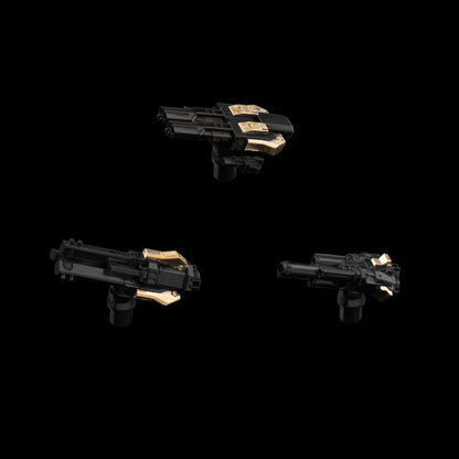 Blackened & Brass Mechanical Widow Combat Module Set Black Background