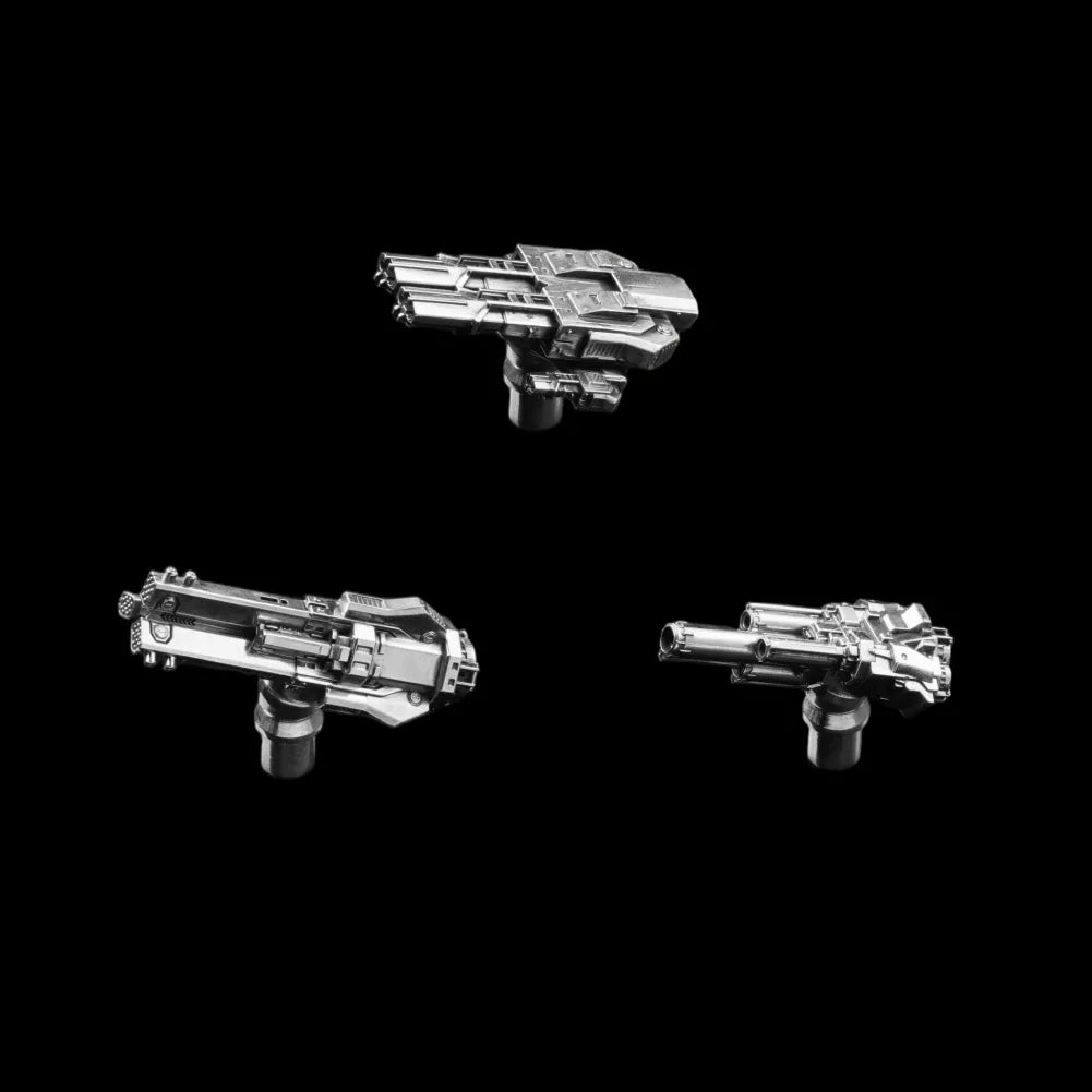 Ox.Silver Mechanical Widow Combat Module Set Black Background