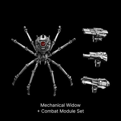 Ox.Silver Mechanical Widow Mechanical Widow + Combat Module Set Black Background