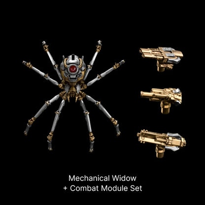 White Bronze & Brass Mechanical Widow Mechanical Widow + Combat Module Set Black Background