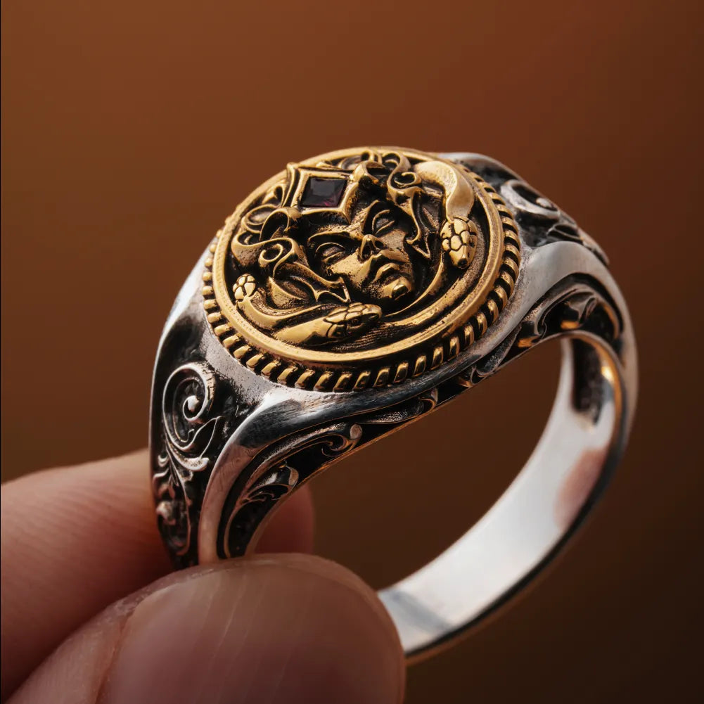 Medusa Signet Ring Details 04