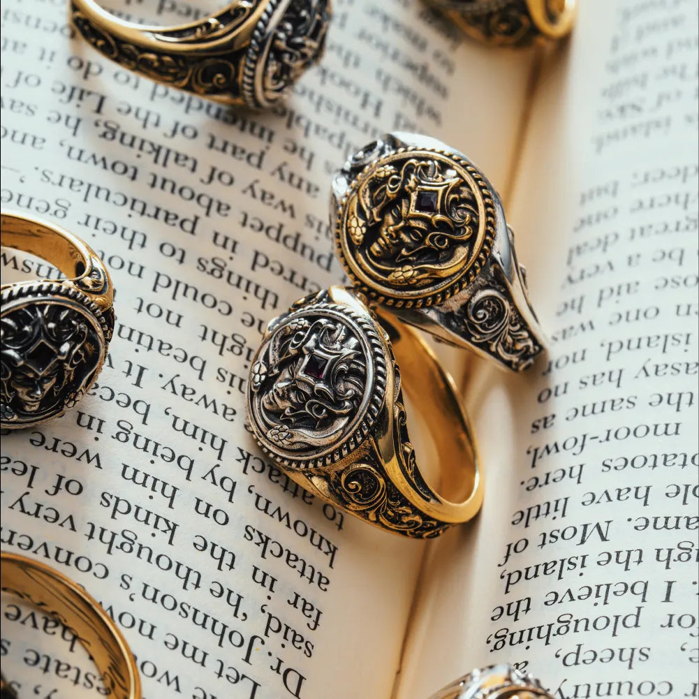 Medusa Signet Ring Details 13