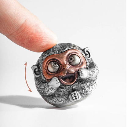 White Bronze & Copper Monkey Figurine details 02