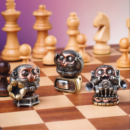 White Bronze & Copper Monkey Figurine details 08