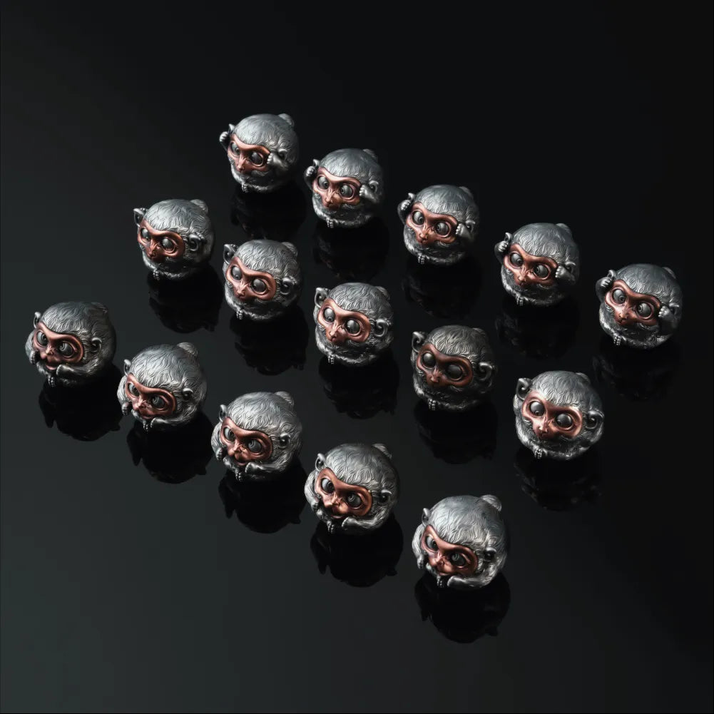 White Bronze & Copper Monkey Figurine details 06