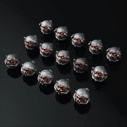 White Bronze & Copper Monkey Figurine details 06