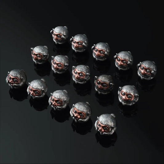 White Bronze & Copper Monkey Figurine details 06