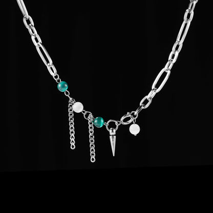 Moonlit Cat Eye Ti Steel Chain Necklace Details 01