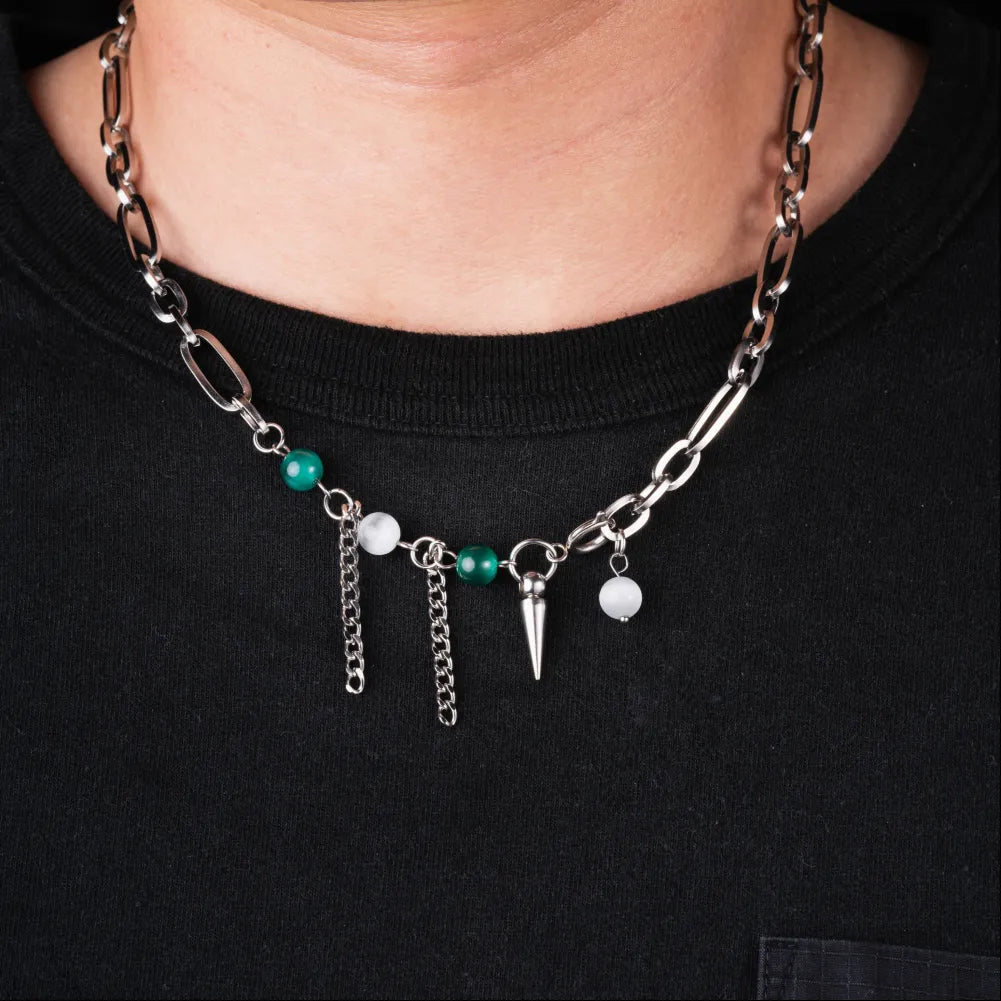 Moonlit Cat Eye Ti Steel Chain Necklace Details 02