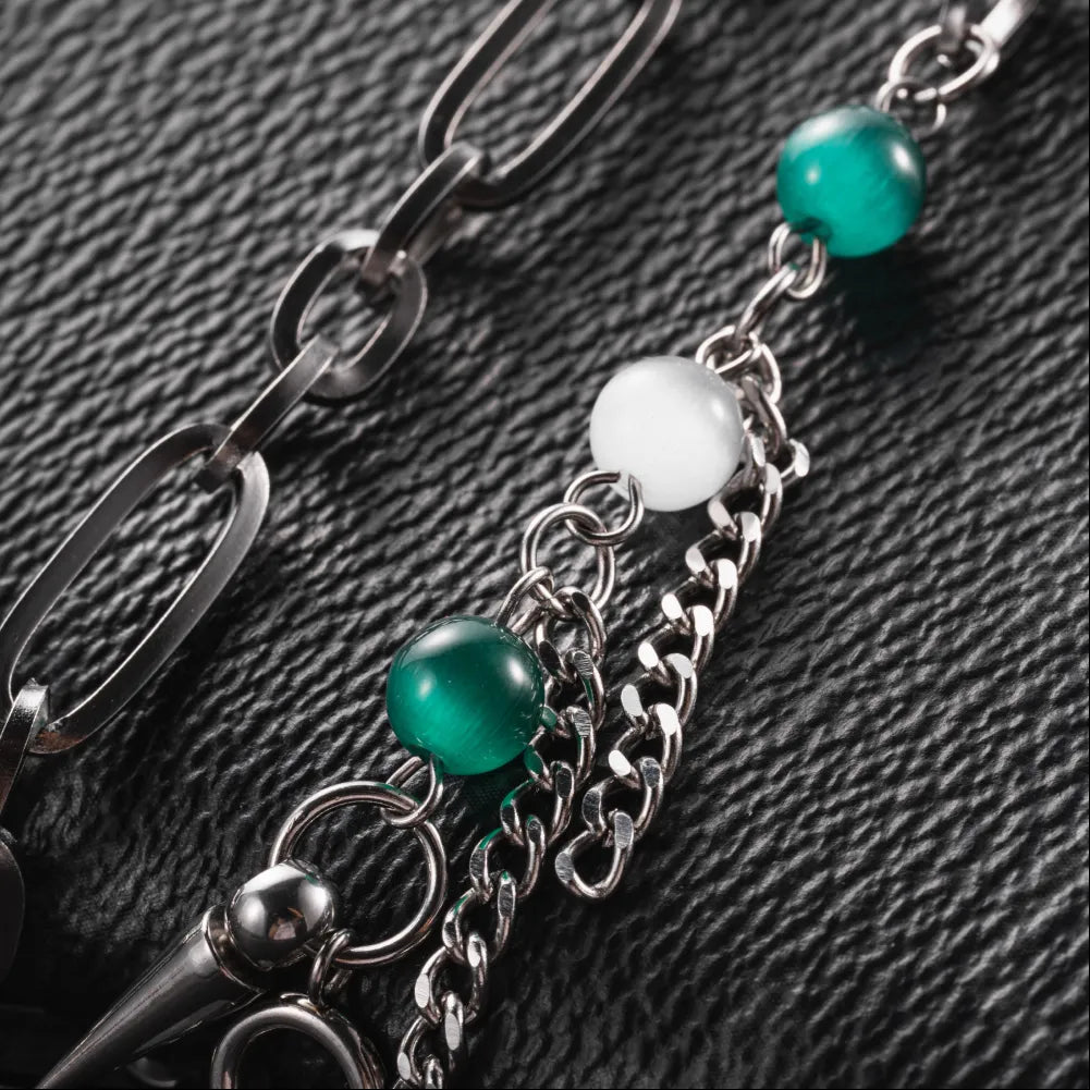 Moonlit Cat Eye Ti Steel Chain Necklace Details 04