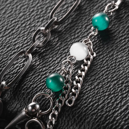 Moonlit Cat Eye Ti Steel Chain Necklace Details 04