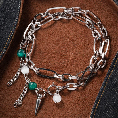 Moonlit Cat Eye Ti Steel Chain Necklace Details 05