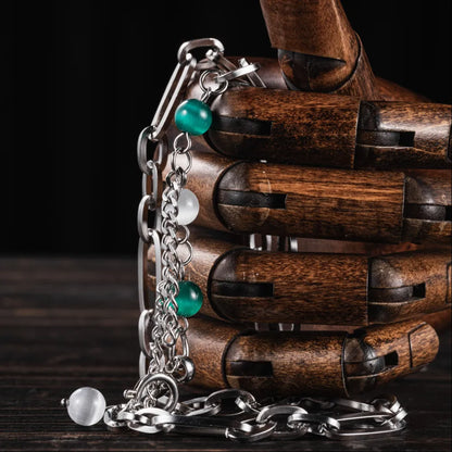 Moonlit Cat Eye Ti Steel Chain Necklace Details 06