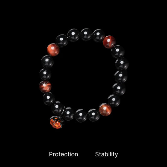 Nightfall Pumpkin Charm Obsidian Bracelet Details 01