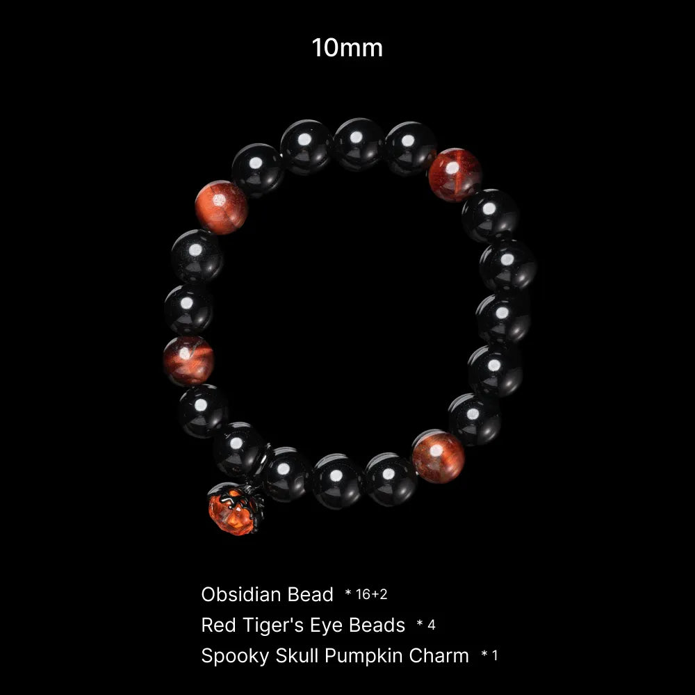 Nightfall Pumpkin Charm Obsidian Bracelet Details 02