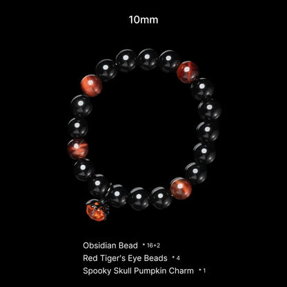 Nightfall Pumpkin Charm Obsidian Bracelet Details 02