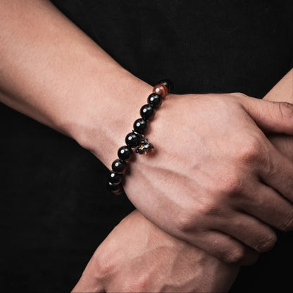 Nightfall Pumpkin Charm Obsidian Bracelet Details 03