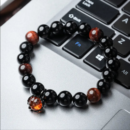 Nightfall Pumpkin Charm Obsidian Bracelet Details 05