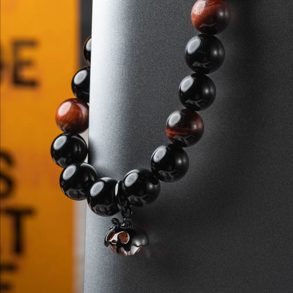Nightfall Pumpkin Charm Obsidian Bracelet Details 07