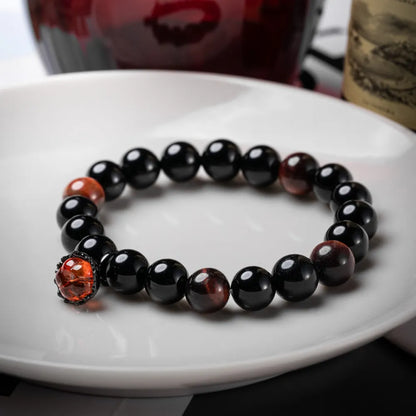 Nightfall Pumpkin Charm Obsidian Bracelet Details 08