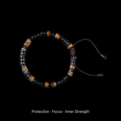 Nightwatch Bracelet obsidian and tiger eye black background product view