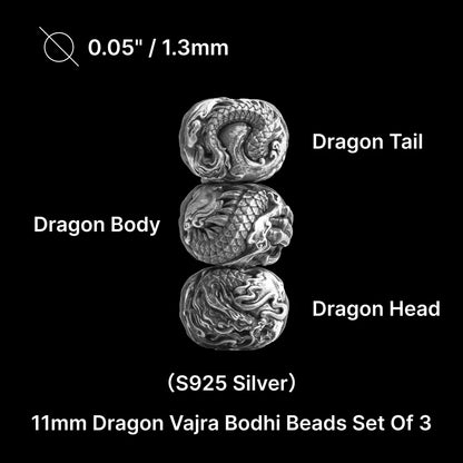 Ox.Silver 11mm Dragon Vajra Bodhi Bead Pack Option Set 1
