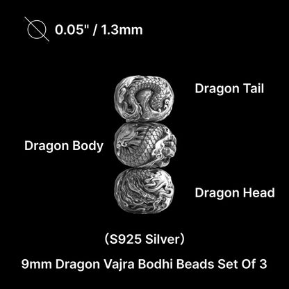 Ox.Silver 9mm Dragon Vajra Bodhi Bead Pack Option Set 1