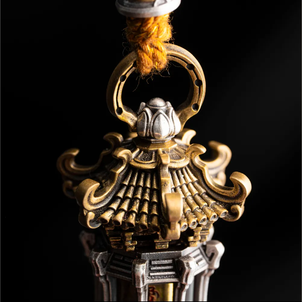 Ox.Silver And Brass Rotating Temple of Fortune Pendant Details 04