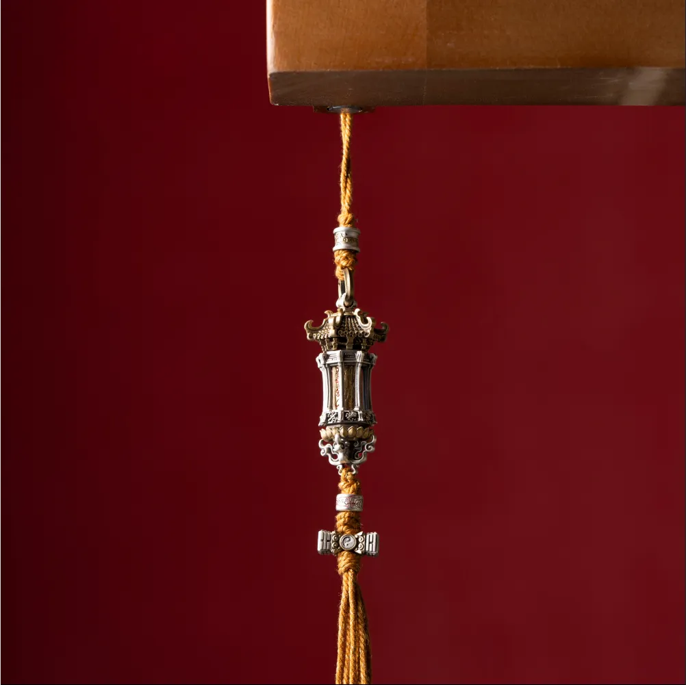 Ox.Silver And Brass Rotating Temple of Fortune Pendant Details 08