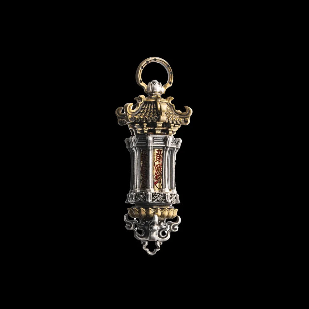 Ox.Silver And Brass Rotating Temple of Fortune Pendant Option Details 01