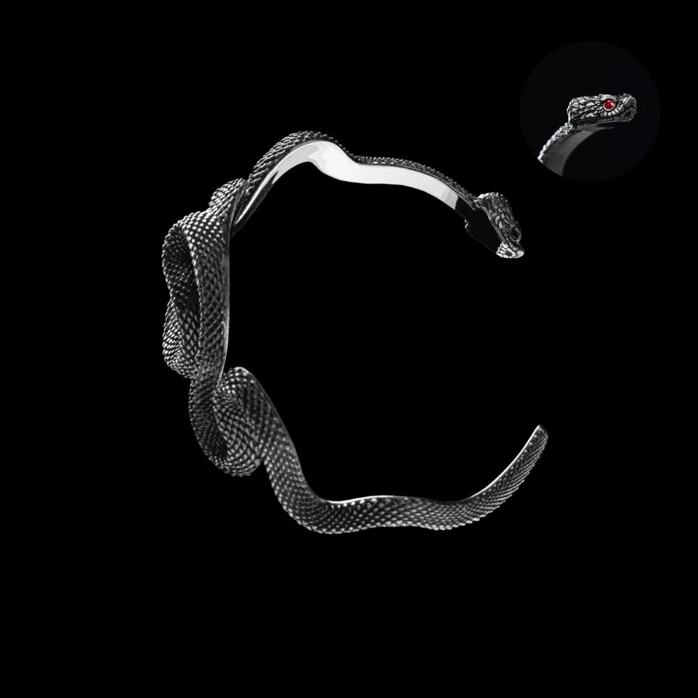 Ox.Silver Coiled Snake Bracelet Ruby Details 01