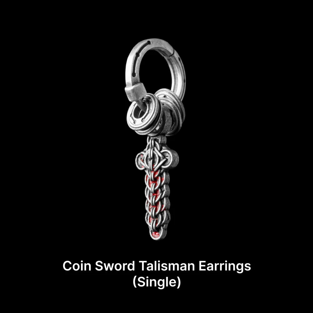 Coin Sword Talisman Earrings