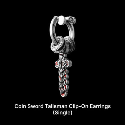 Coin Sword Talisman Earrings