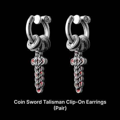 Coin Sword Talisman Earrings