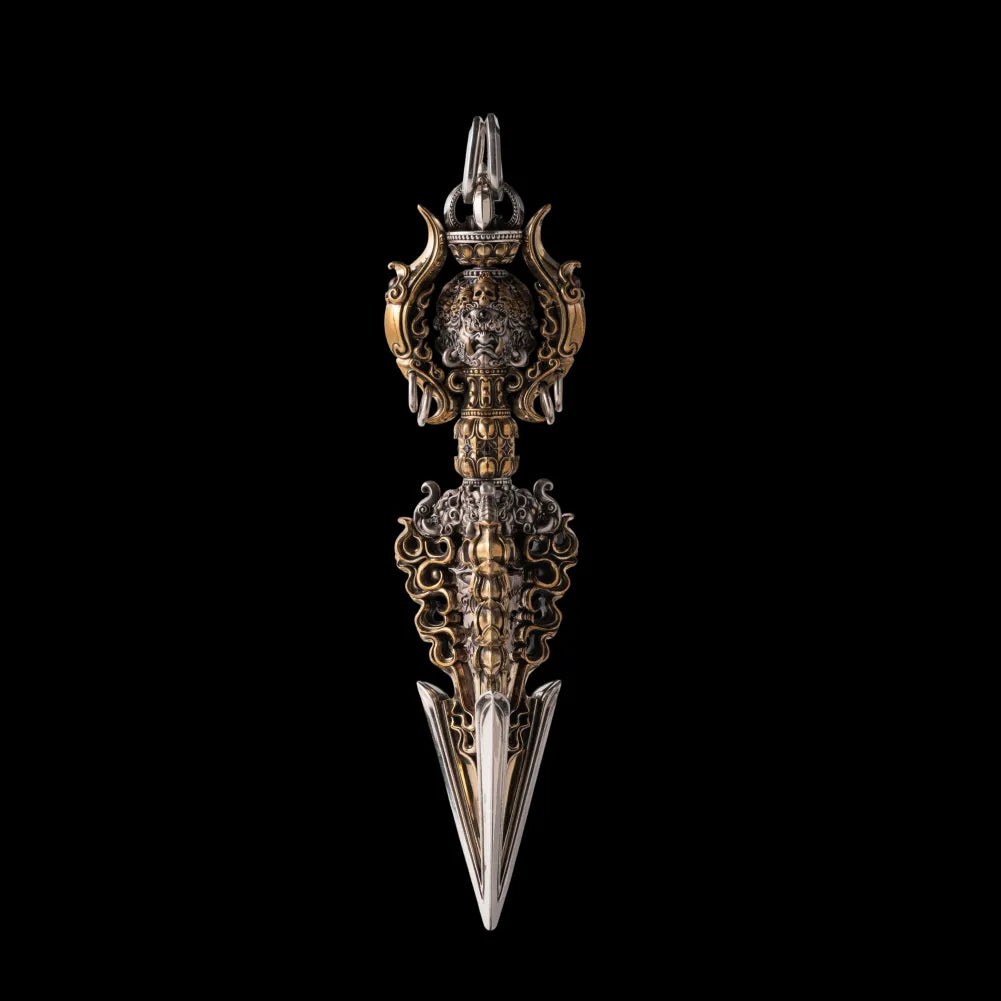 Ox.Silver With Brass With Cinnabar Demonbreaker Phurba Vajra Details 01