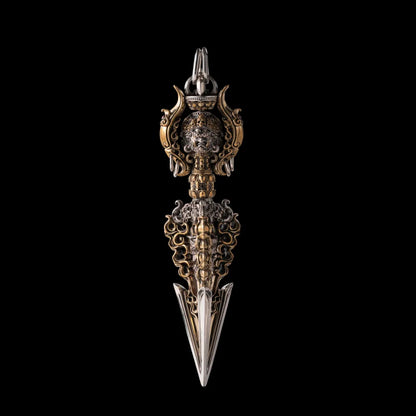 Ox.Silver With Brass With Cinnabar Demonbreaker Phurba Vajra Details 01