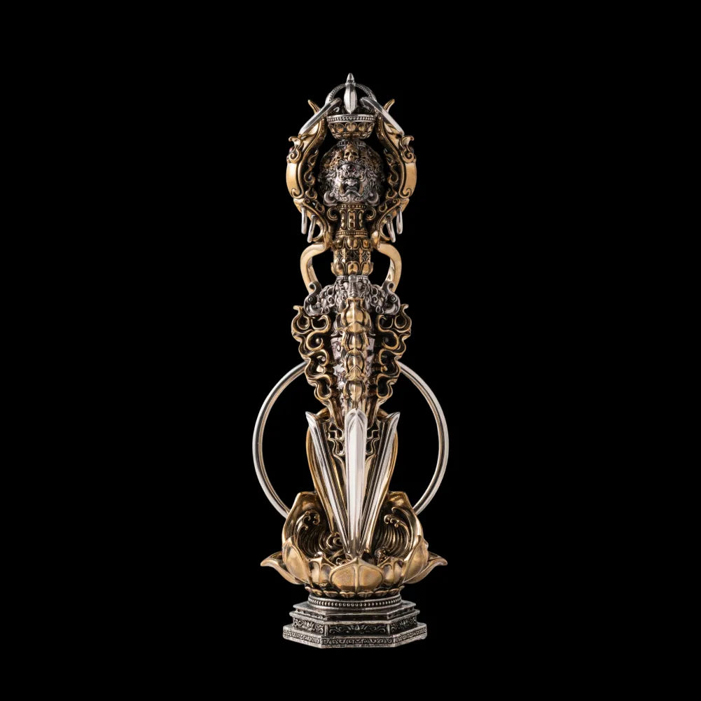 Ox.Silver With Brass With Cinnabar Demonbreaker Phurba Vajra Details 02