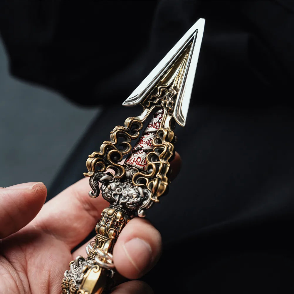 Ox.Silver With Brass With Cinnabar Demonbreaker Phurba Vajra Details 07