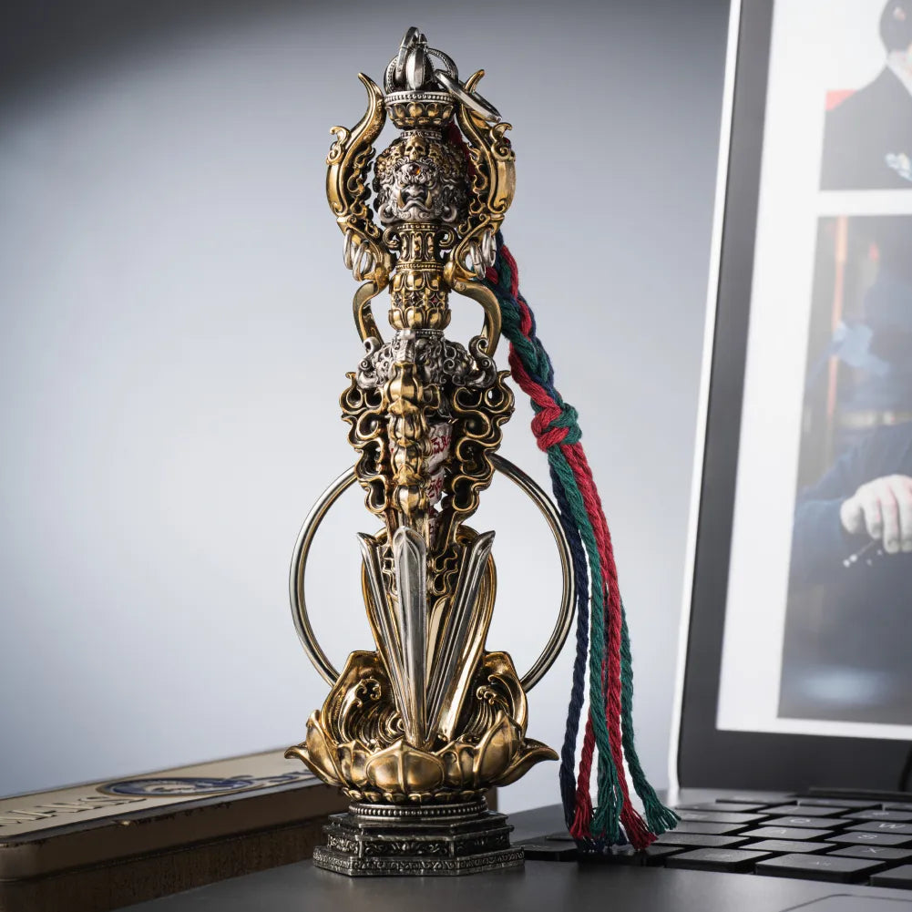 Ox.Silver With Brass With Cinnabar Demonbreaker Phurba Vajra Details 09