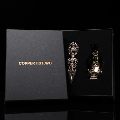 Ox.Silver With Brass With Cinnabar Demonbreaker Phurba Vajra Details 11