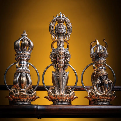 Ox.Silver With Brass With Cinnabar Demonbreaker Phurba Vajra Details 12