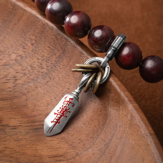 Ox.Silver With Brass With Cinnabar Masterblade Talisman Charm Details 01